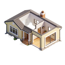 Isometrisches Haus-Icon - 3D-Schnittmodell Haus Illustration