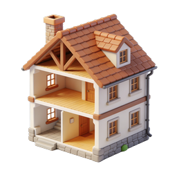 Icona 3D isometrica di sezione di casa per immobiliare