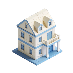 Isometric House Icon - 3D Residential Building