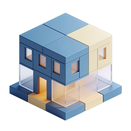 Icona casa 3D isometrica - Design moderno a blocchi