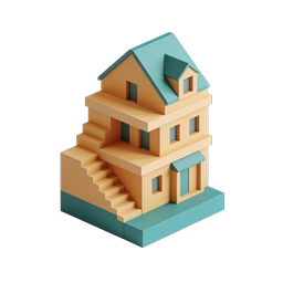 现代等轴测房屋图标 - 3D 房屋插图