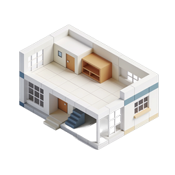 Isometric Modern House Icon | 3D Building Cutaway
