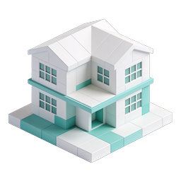 等轴测房屋图标 - 现代 3D 建筑设计