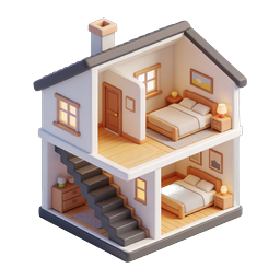 Isometric House Icon | 3D Dollhouse Cross-Section