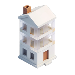 Isometric 3D House Building Icon for Real Estate