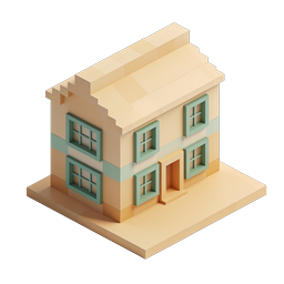 等轴测房屋图标 - 3D 住宅建筑