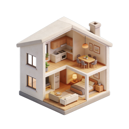 Isometric House Cross-Section 3D Icon for Real Estate