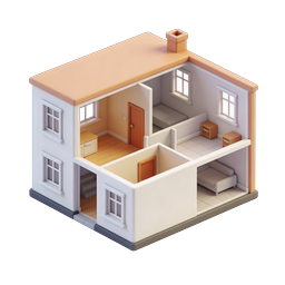 Isometric House Icon - 3D Dollhouse Design Illustration