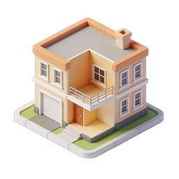 Icône de maison isométrique - Illustration de bâtiment résidentiel 3D