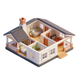 Icône de maison isométrique - Illustration de maison en coupe 3D