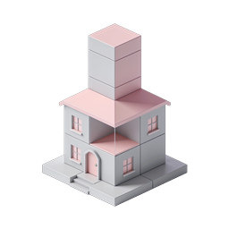 Isometric Pastel House Icon - 3D Real Estate Illustration