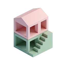 Isometric Pastel House 3D Icon | Modern Home Design
