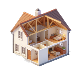 Isometric House Icon - 3D Cutaway Home Illustration