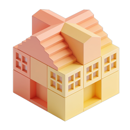 Isometric House Building Icon - 3D Geometric Design