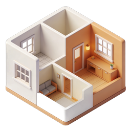 Icona 3D di interni casa isometrici per il design immobiliare