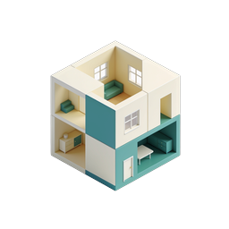 Isometric House Interior 3D Illustration Icon