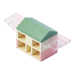 ไอคอนโมเดล 3D บ้านแบบไอโซเมตริก - สถาปัตยกรรมสมัยใหม่