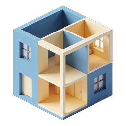 Isometric House Model Icon - 3D Cross-Section Design