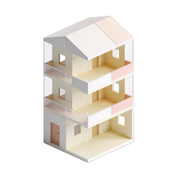 Isometric 3D House Model Icon - Modern Residential