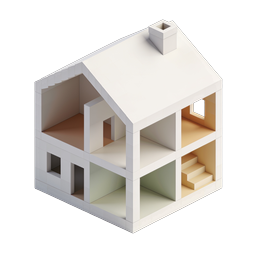 Icona 3D sezione trasversale modello casa isometrico