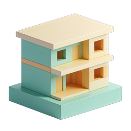 Isometric House Model Icon – 3D Architectural Building