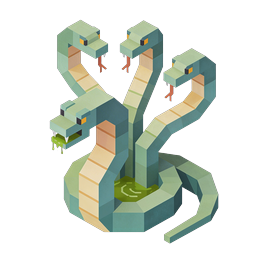 Isometric Multi-Headed Hydra 3D Icon - Mythical Serpent