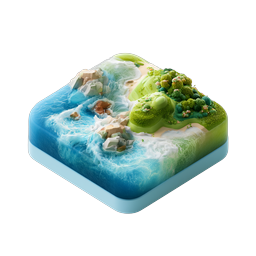 Isometric Island Terrain 3D Icon - Miniature Landscape