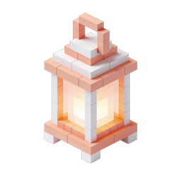 Isometric Lantern Icon - 3D Voxel Style Light