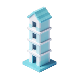 Isometric Lighthouse Tower 3D Icon - Voxel Style