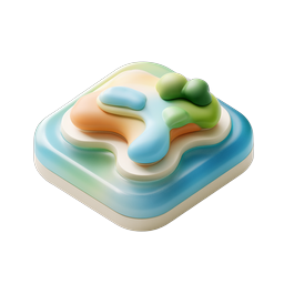 Isometric Clay Island Map Icon - Tropical 3D