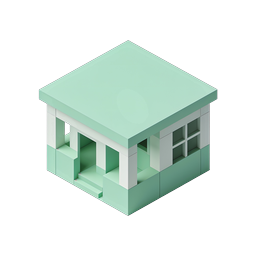 Isometric Mint Green House Icon - Modern 3D Home