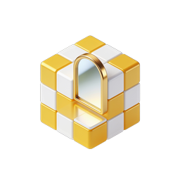 Isometric Mirror Cube 3D Icon - Premium Gold Design