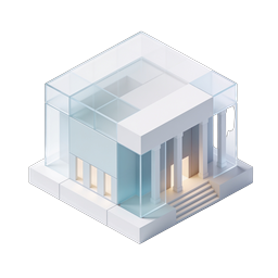 Biểu tượng kiến trúc tòa nhà kính Isometric hiện đại