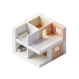 Isometric Modern House Icon - 3D Cross-Section Design