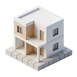 Isometric Modern House Icon | Minimalist 3D Architecture