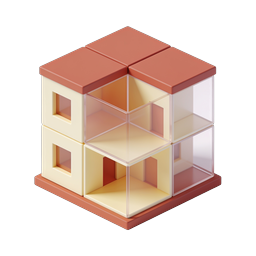 Icono de casa modular isométrica - Diseño arquitectónico 3D