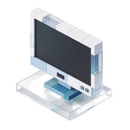 Isometric Computer Monitor Icon - Modern 3D Tech Design