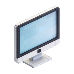 Isometric Monitor Icon - 3D Voxel Computer Display