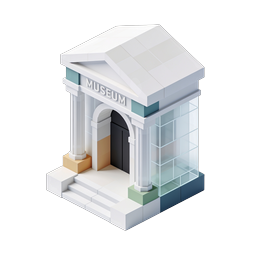 Isometric Museum Building Icon – 3D Architecture