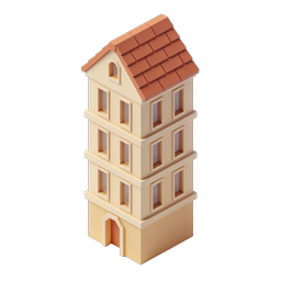 Isometric Narrow House 3D Icon for Real Estate Design