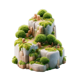 アイソメトリック自然の崖 - ミニチュア 3D 風景アイコン