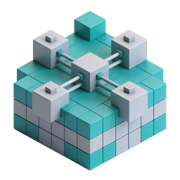 Isometric Network Nodes Icon - Connected System 3D