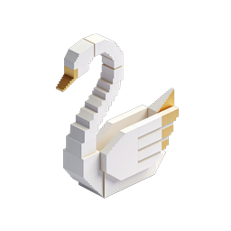 Isometric Number Two Icon - 3D Pixelated Gold Accent