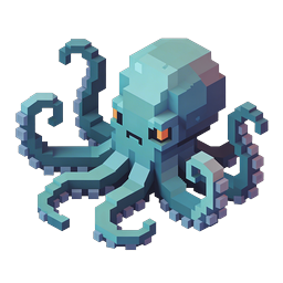 Icône de pieuvre voxel isométrique - Créature marine en pixel art 3D