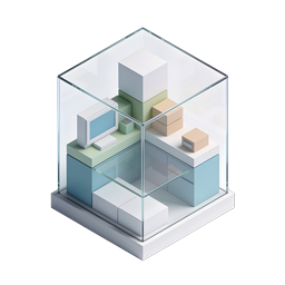 Isometric Glass Office Display Icon - 3D Workspace