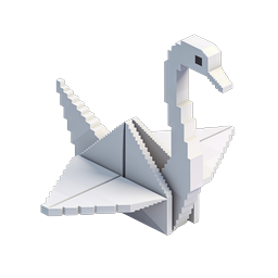 Isometric Paper Swan 3D Voxel Icon | Geometric Bird Design