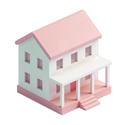 Ícone de Casa Pastel Isométrica - Design de Casa 3D Moderno