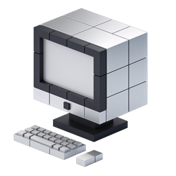 Isometric Desktop PC Computer with Keyboard Icon
