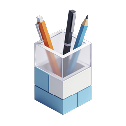Isometric Pencil Holder Icon - 3D Office Supply Design