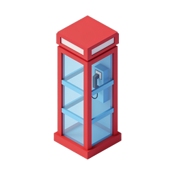Icona cabina telefonica rossa isometrica | Illustrazione 3D